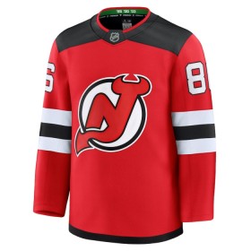 Män Ishockey New Jersey Devils tröja Fanatics Premium Jack Hughes 2024-25 Röd Hemma